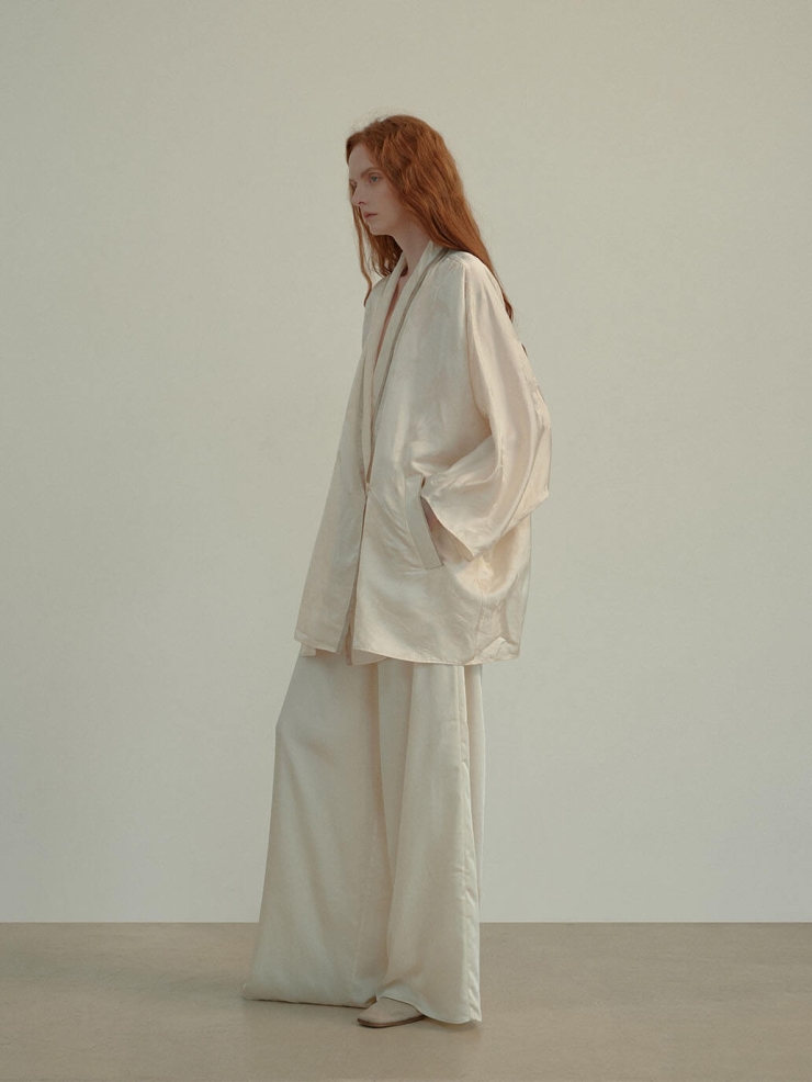 White Asymmetric Waist Wide-Leg Pants