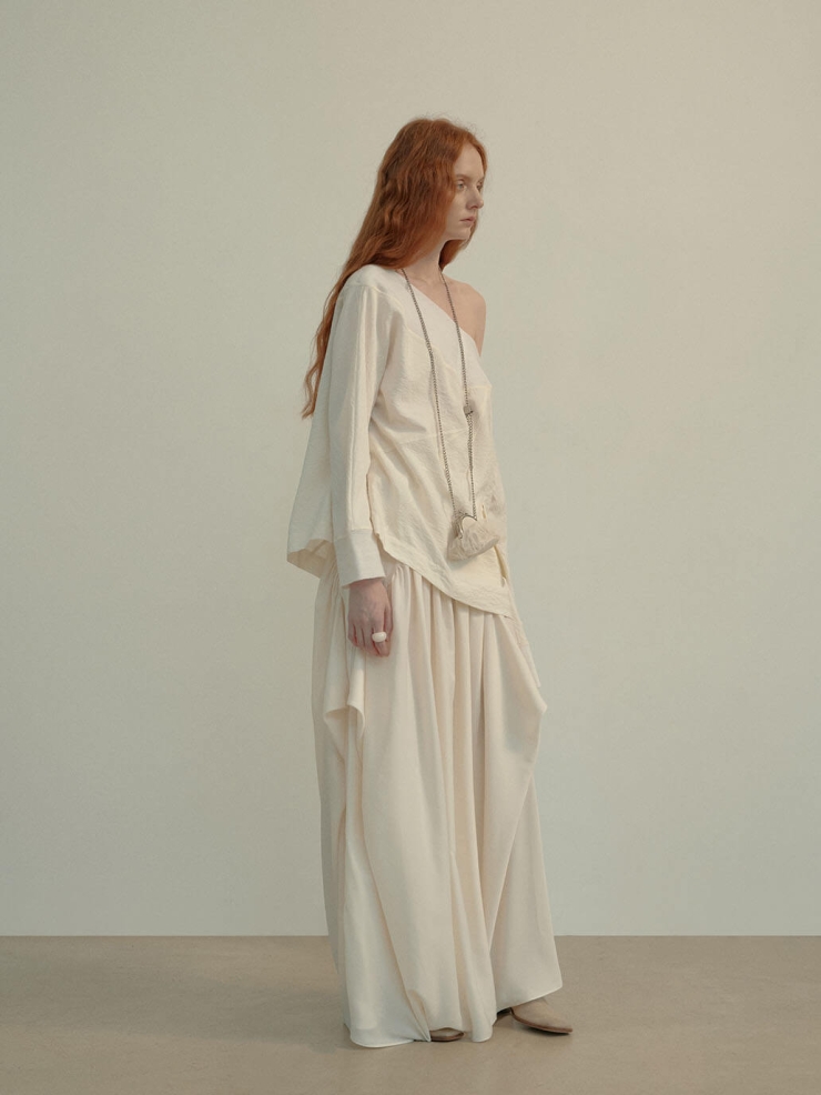 White Off-Shoulder Panel Top