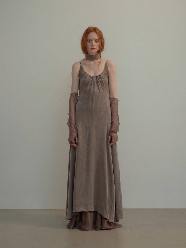 Dusty Purple Backless Ruched Dress