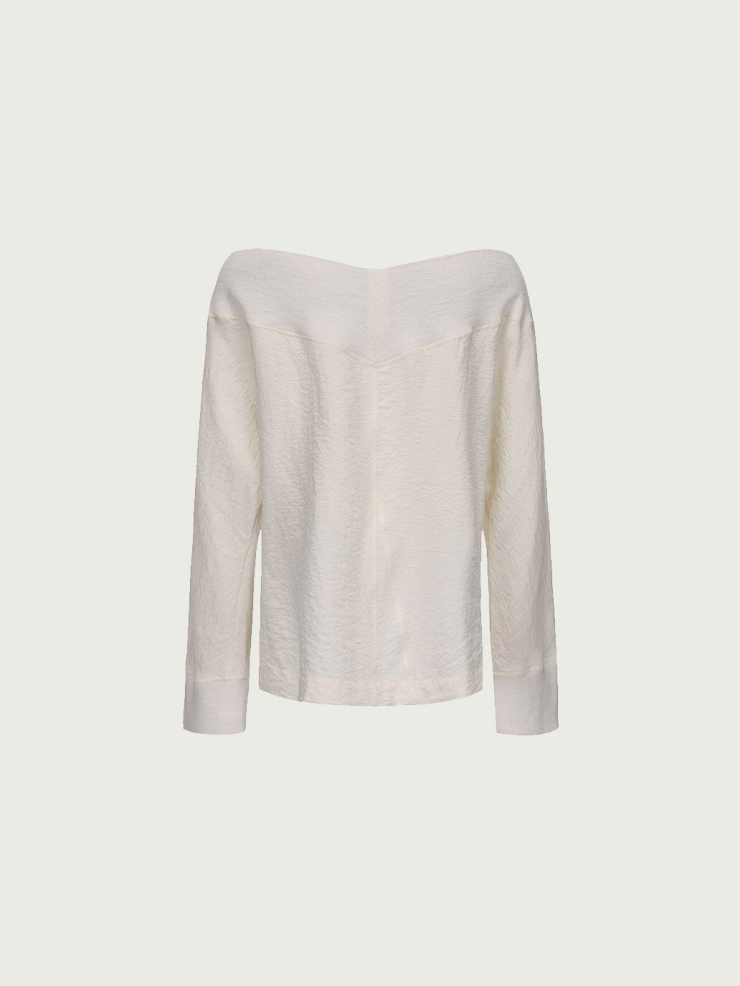 White Off-Shoulder Panel Top