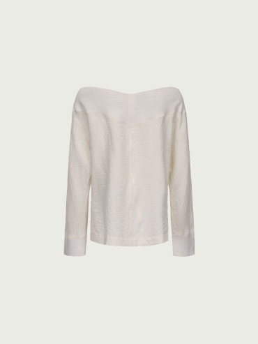 White Off-Shoulder Panel Top