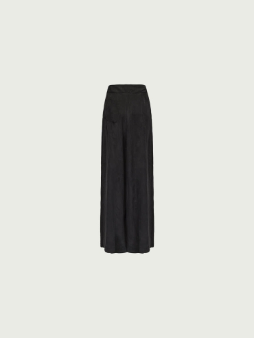 Black Asymmetric Waist Wide-Leg Pants
