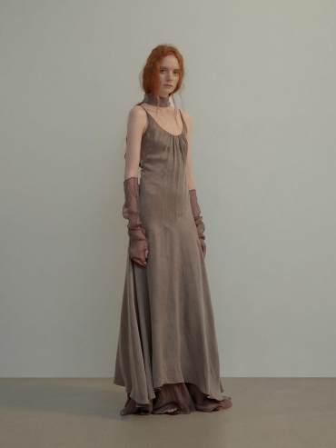 Dusty Purple Backless Ruched Dress