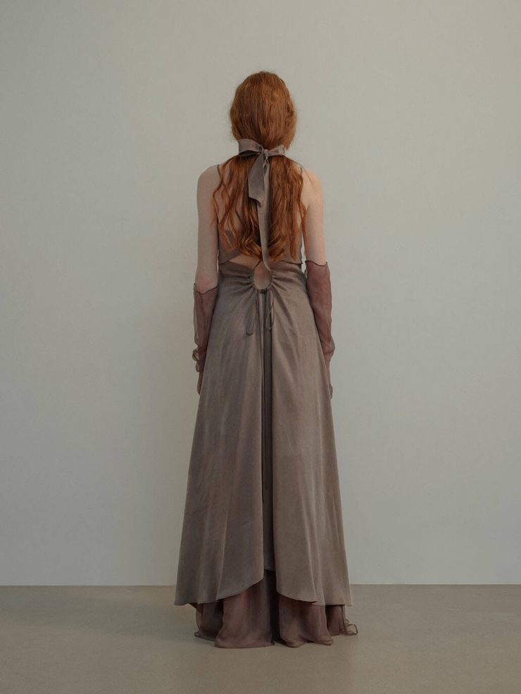 Dusty Purple Backless Ruched Dress