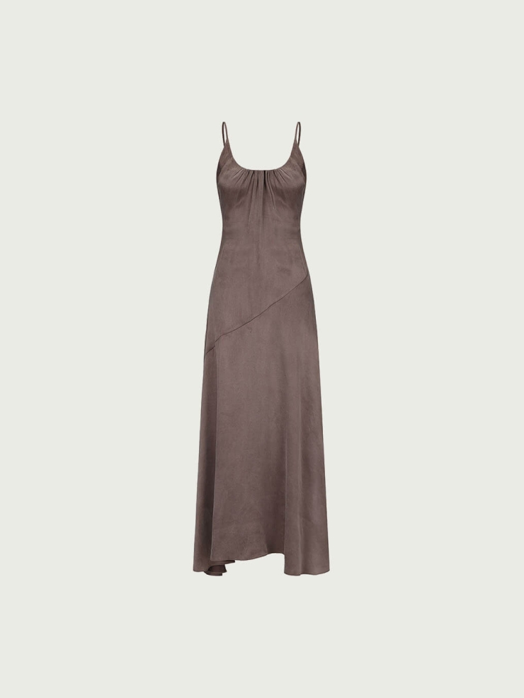 Dusty Purple Backless Ruched Dress