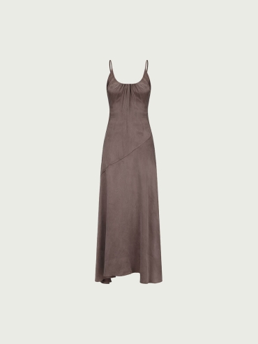 Dusty Purple Backless Ruched Dress