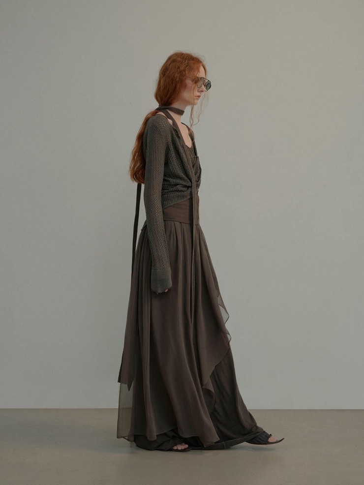 Charcoal Grey Open-Knit Sweater