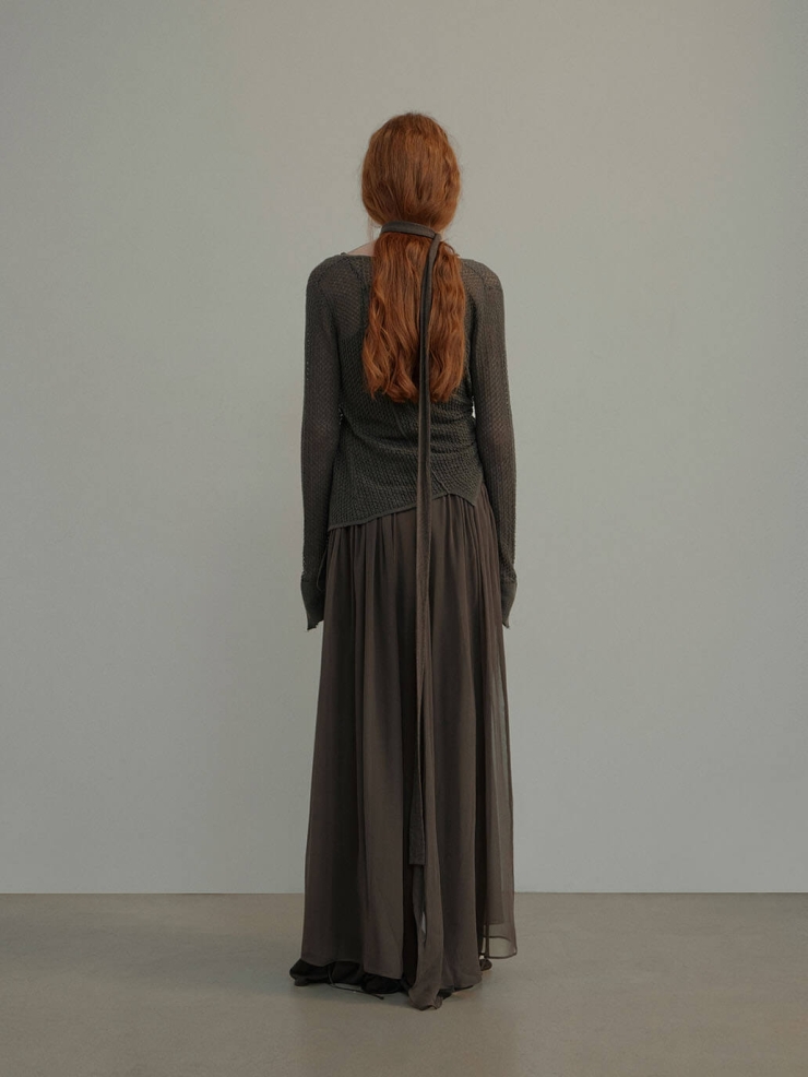 Charcoal Grey Open-Knit Sweater