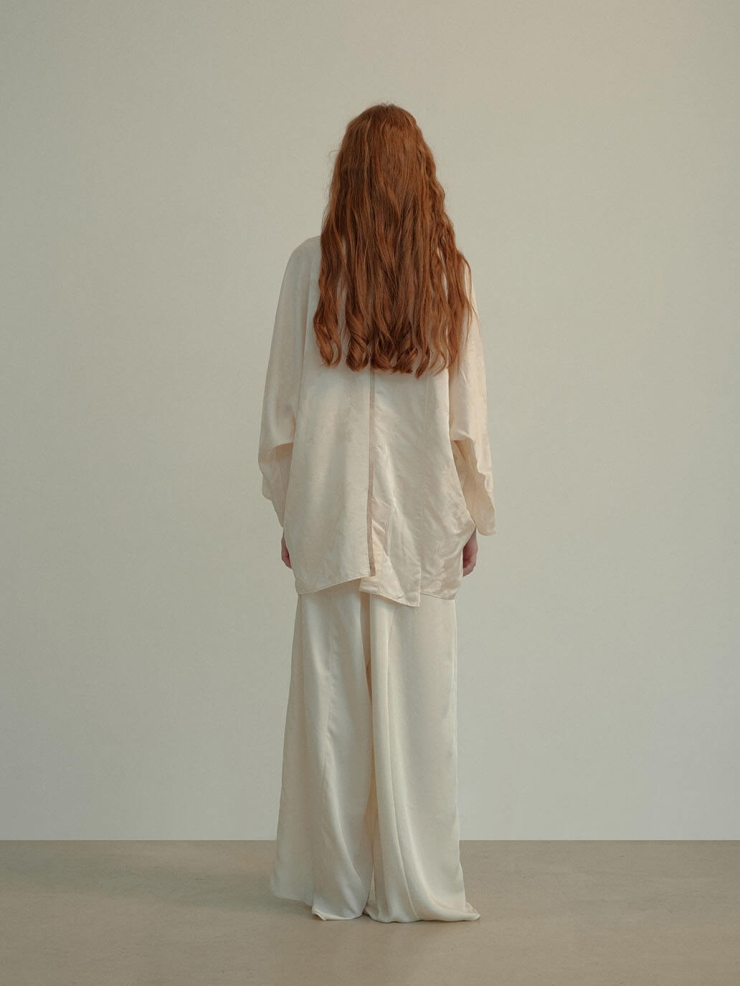 White Asymmetric Waist Wide-Leg Pants