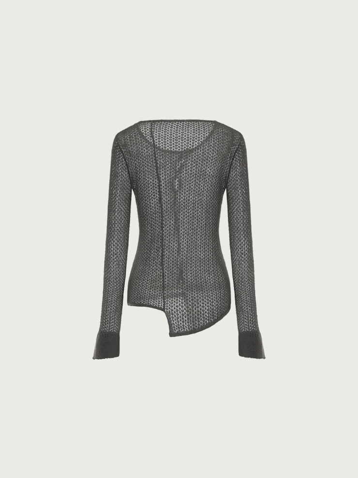 Charcoal Grey Open-Knit Sweater