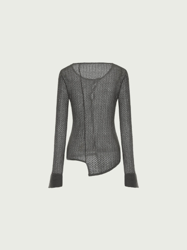 Charcoal Grey Open-Knit Sweater
