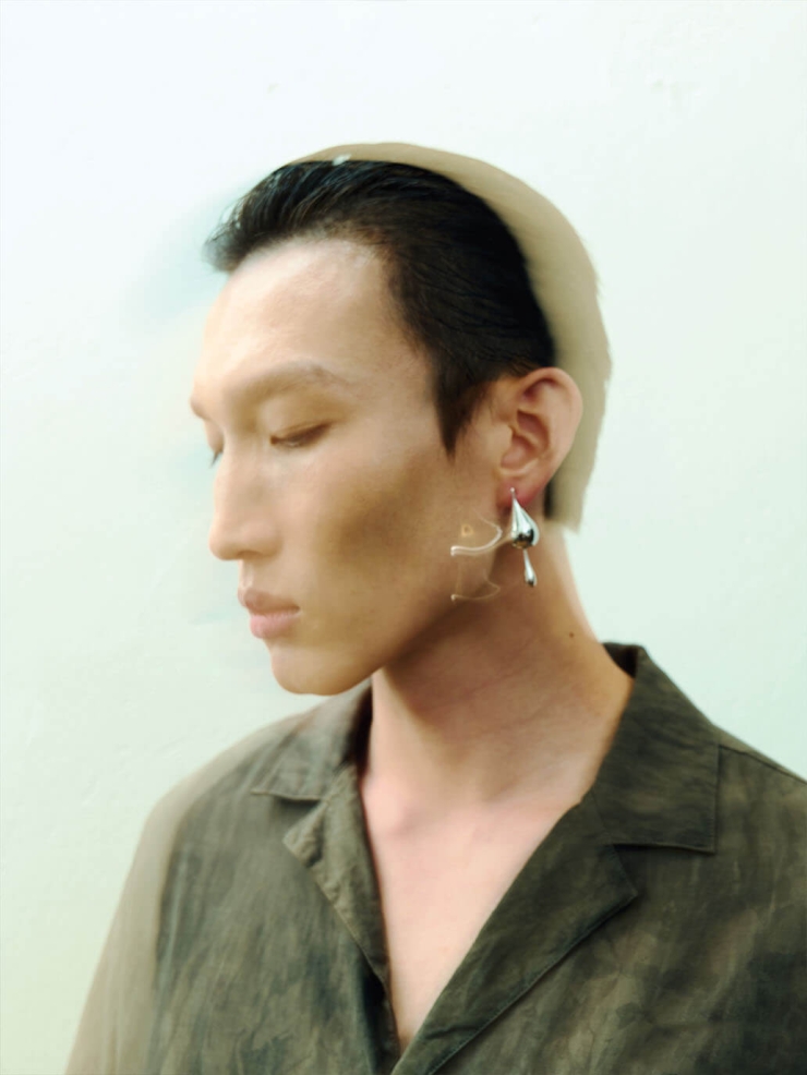 Silver Droplet Duality Earrings - pair