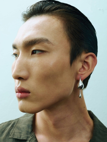 Silver Droplet Duality Earrings - pair