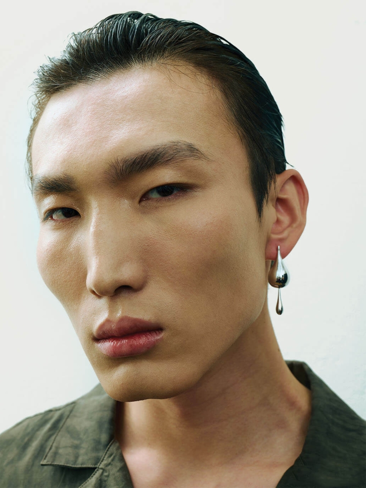 Silver Droplet Duality Earrings - pair