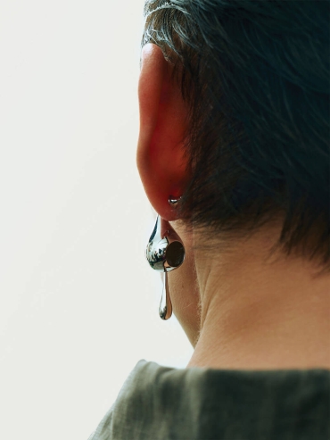 Silver Droplet Duality Earrings - pair