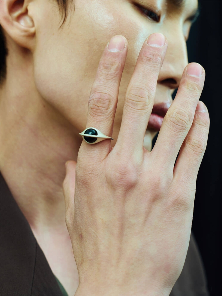 White Black Agate Vision Ring