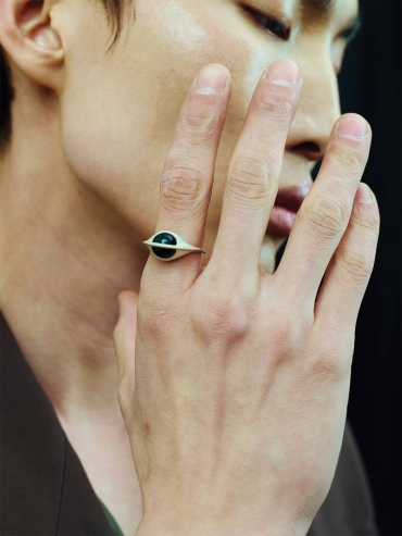 White Black Agate Vision Ring