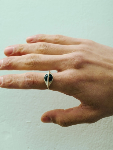 White Black Agate Vision Ring