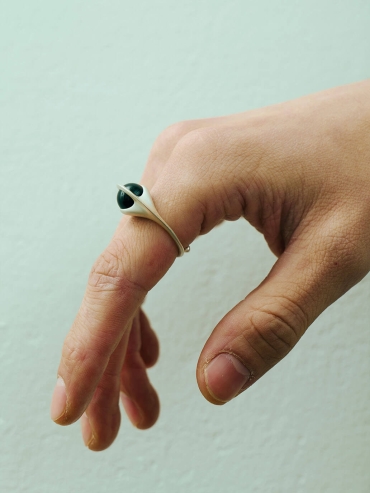 White Black Agate Vision Ring