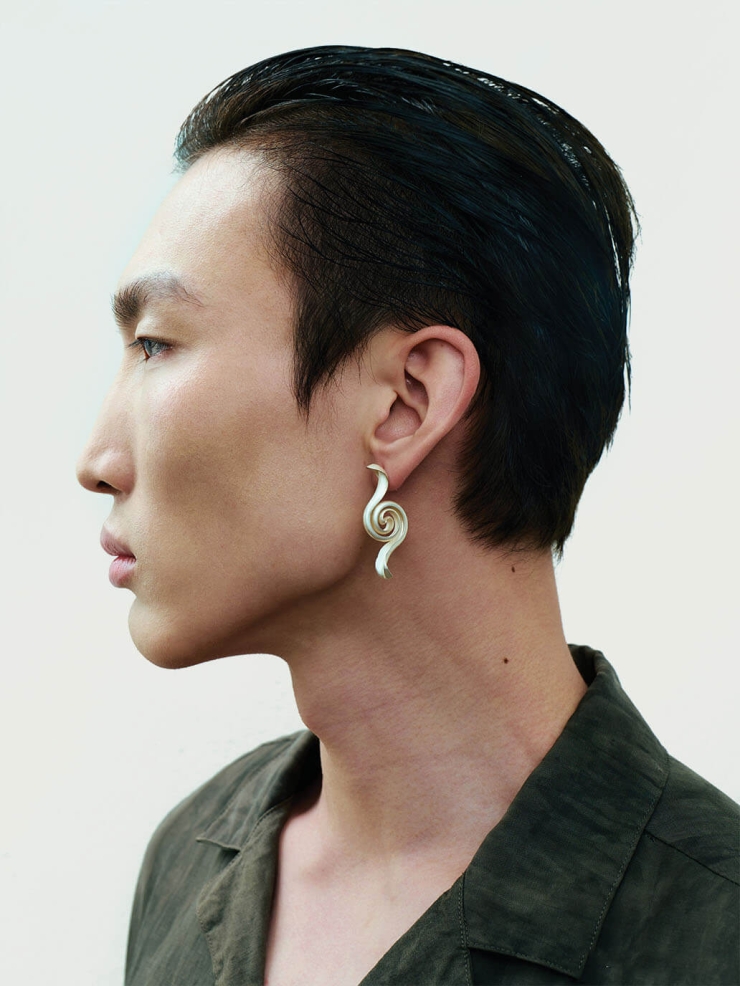 White Glass Eel Earrings