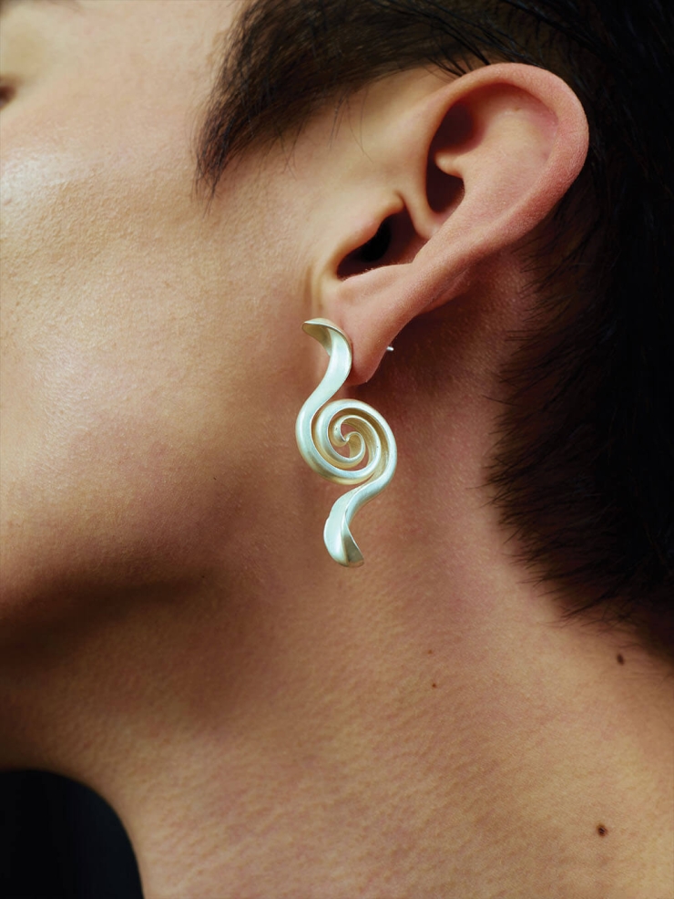 White Glass Eel Earrings