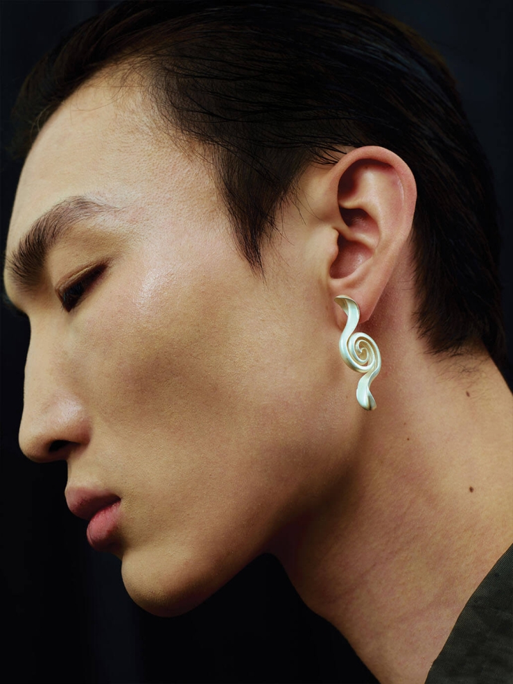 White Glass Eel Earrings