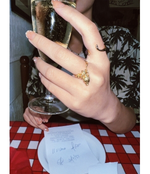 HANYING Gold Little Vase Chain Ring