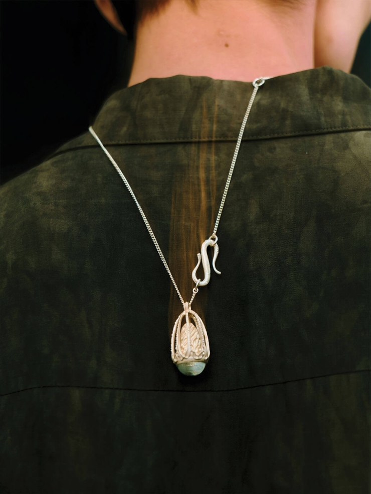 White Mirror Jellyfish Pendant Necklace
