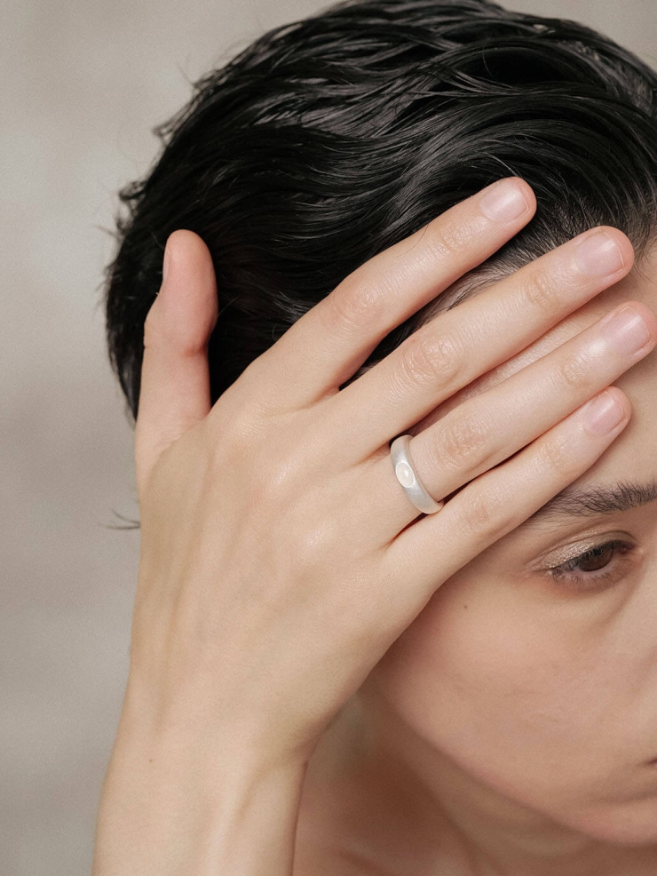 Silver White Jade Ring