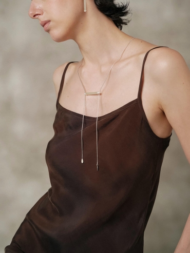 Silver Green & White Jade Square & Circle Toggle Necklace