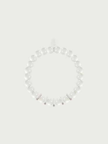 Silver Pearl-Inspired Square & Circle Bracelet-Large