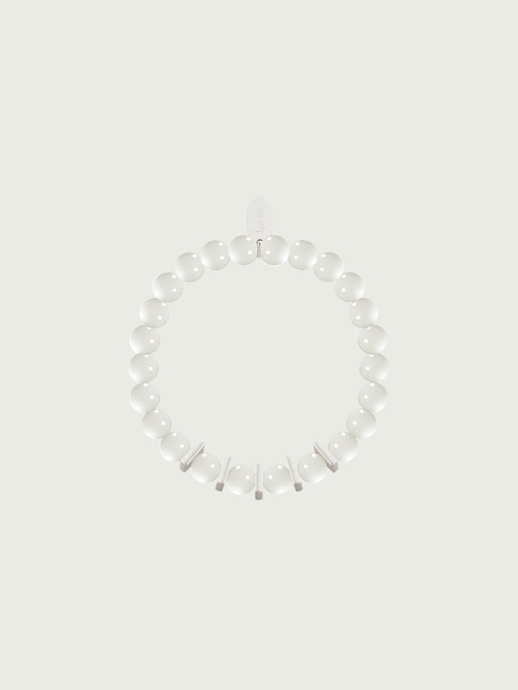 Silver Pearl-Inspired Square & Circle Bracelet-Small