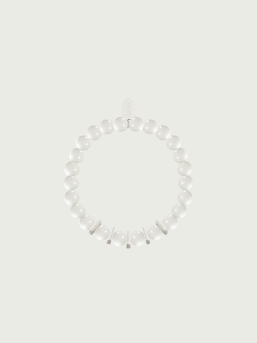 Silver Pearl-Inspired Square & Circle Bracelet-Small