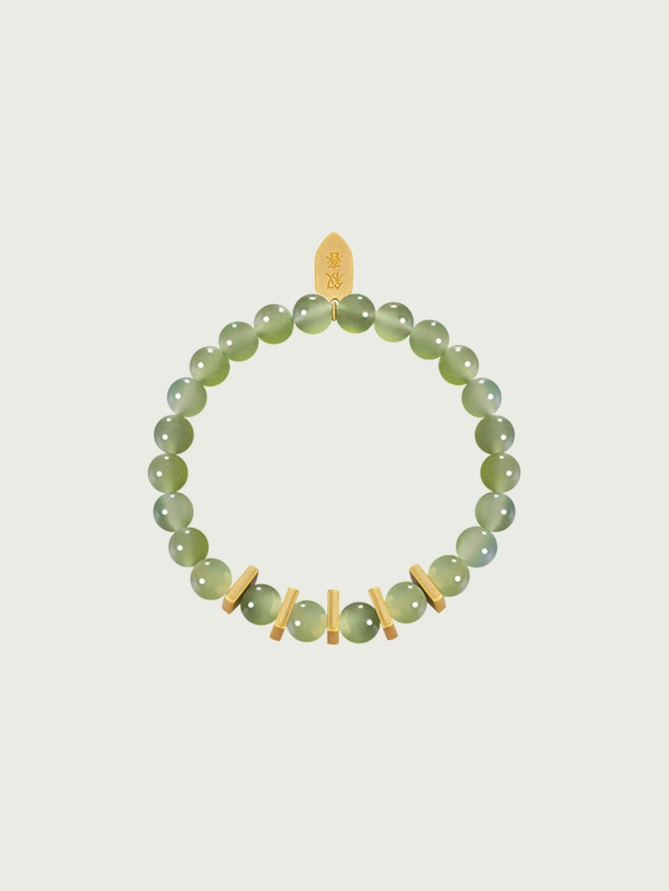 Gold Pearl-Inspired Square & Circle Bracelet-Large