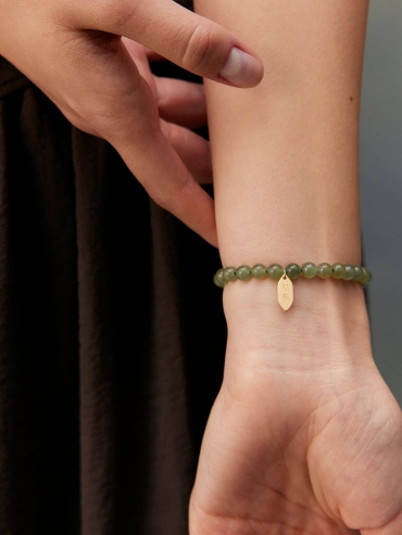 Gold Pearl-Inspired Square & Circle Bracelet-Small