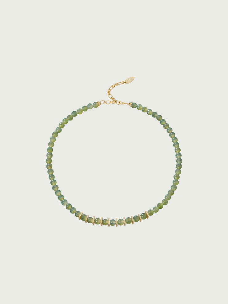 Gold Pearl-Inspired Square & Circle Long Necklace