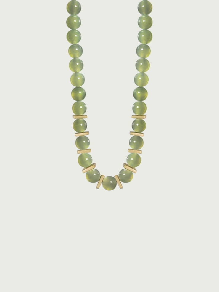 Gold Pearl-Inspired Square & Circle Long Necklace