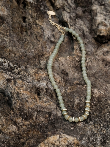 Gold Pearl-Inspired Square & Circle Long Necklace