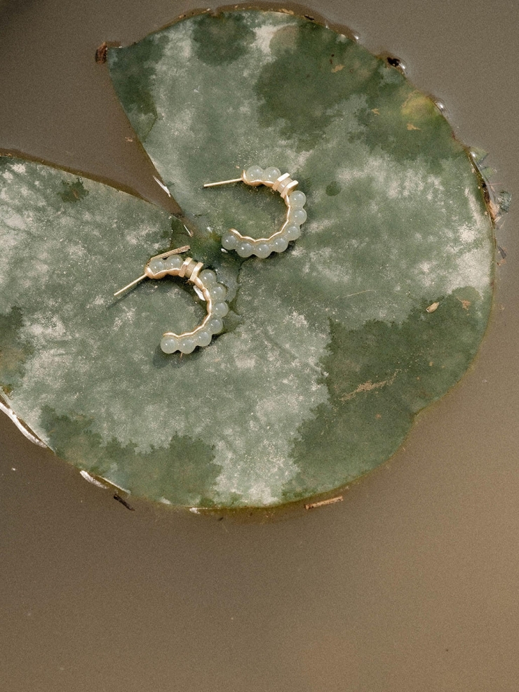 Gold Pearl-Inspired Square & Circle Earrings