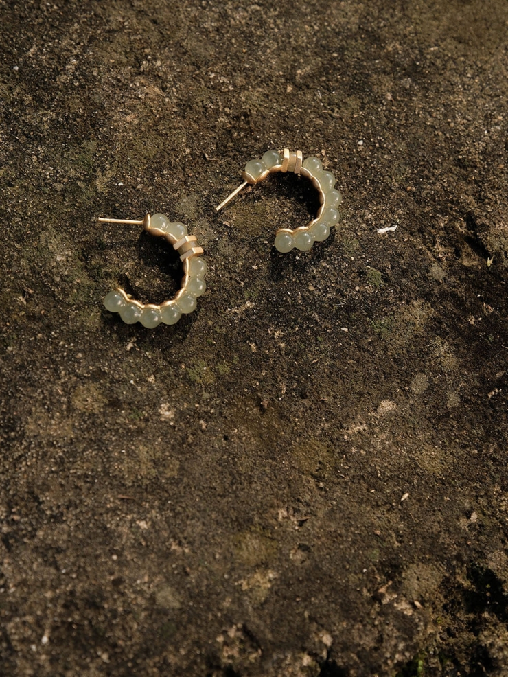 Gold Pearl-Inspired Square & Circle Earrings