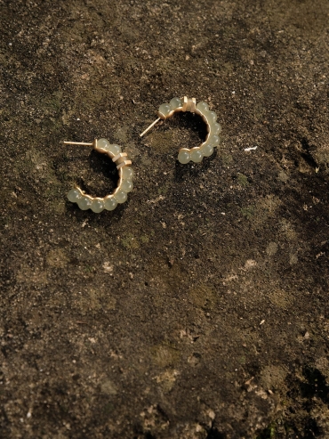 Gold Pearl-Inspired Square & Circle Earrings