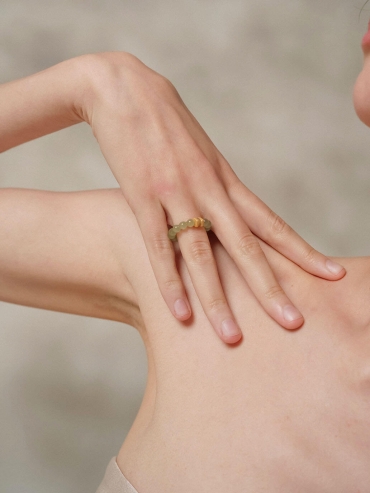 Gold Pearl-Inspired Square & Circle Ring