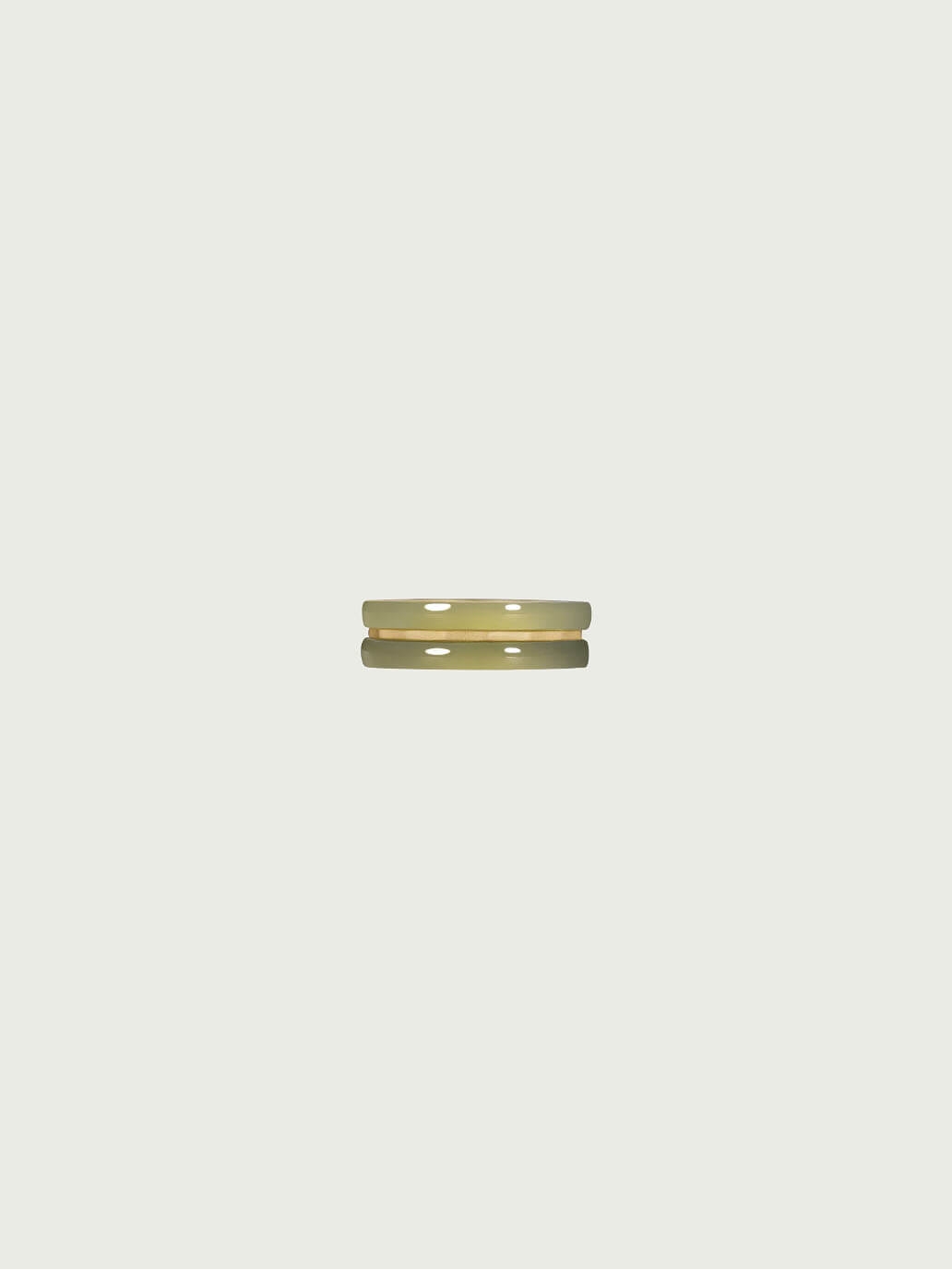 Gold Green Jade Square & Circle Ring