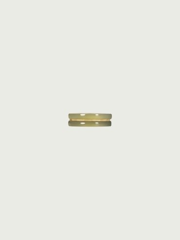Gold Green Jade Square & Circle Ring