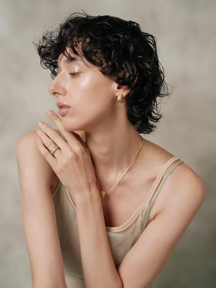 Gold Green Jade Square & Circle Earrings