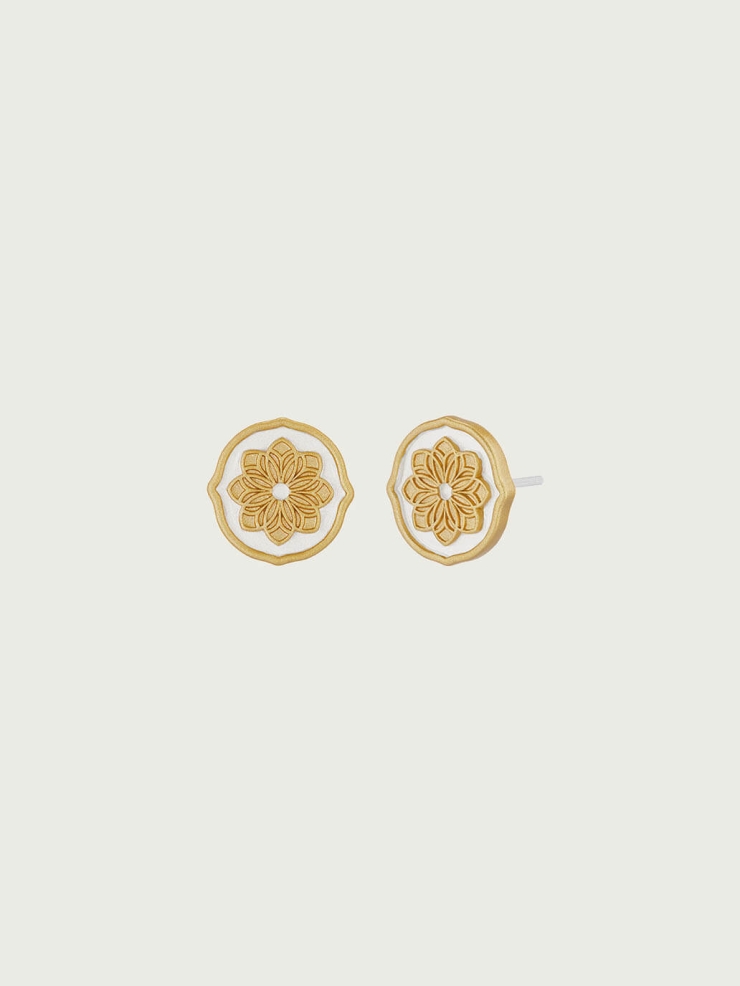 Gold & Silver Persimmon Calyx Stud Earrings