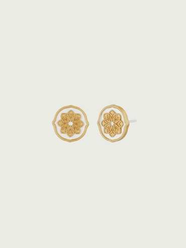 Gold & Silver Persimmon Calyx Stud Earrings