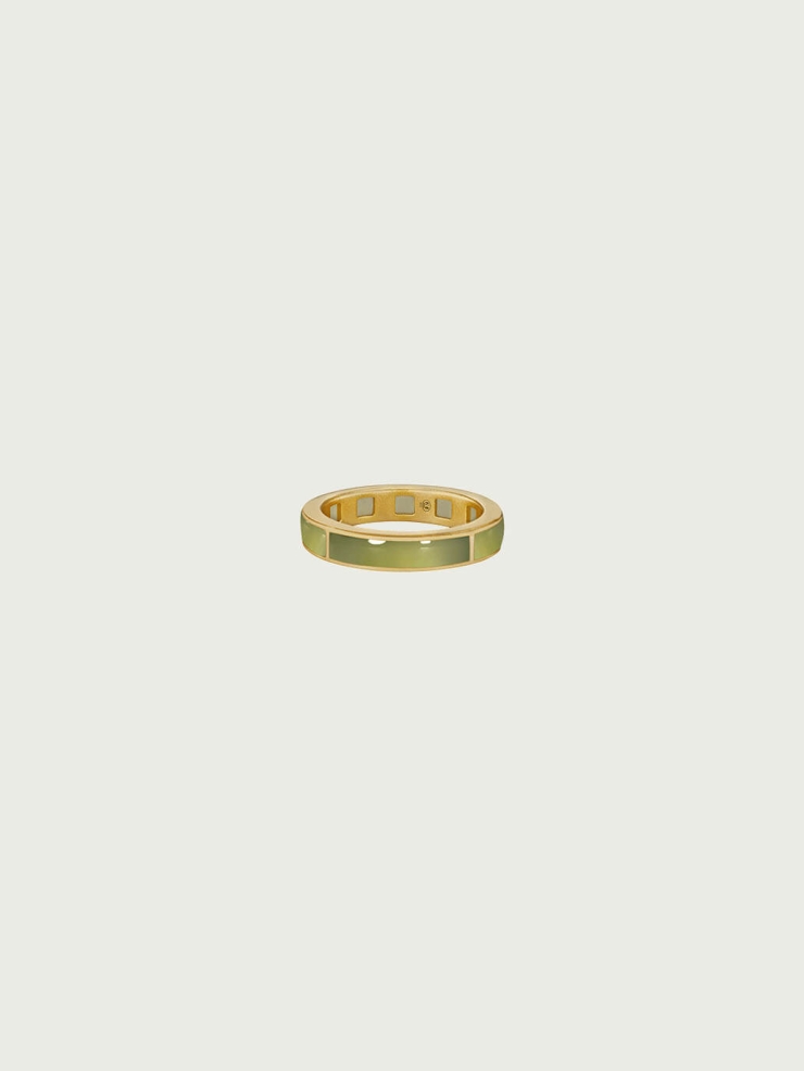Gold Green Jade Persimmon Calyx Ring