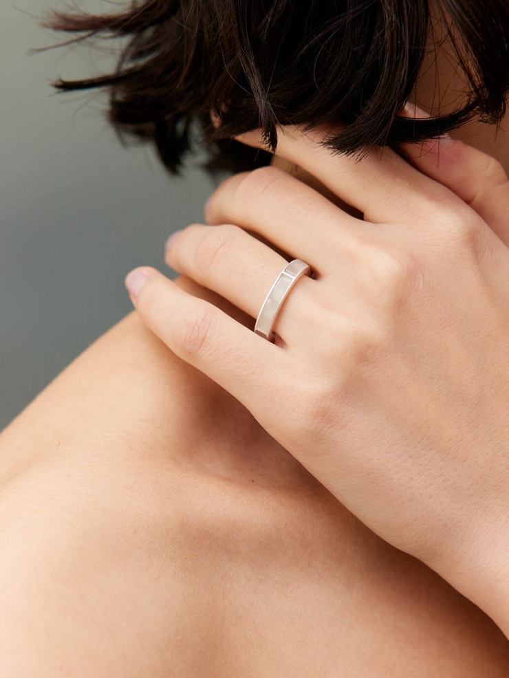 Silver White Jade Persimmon Calyx Ring