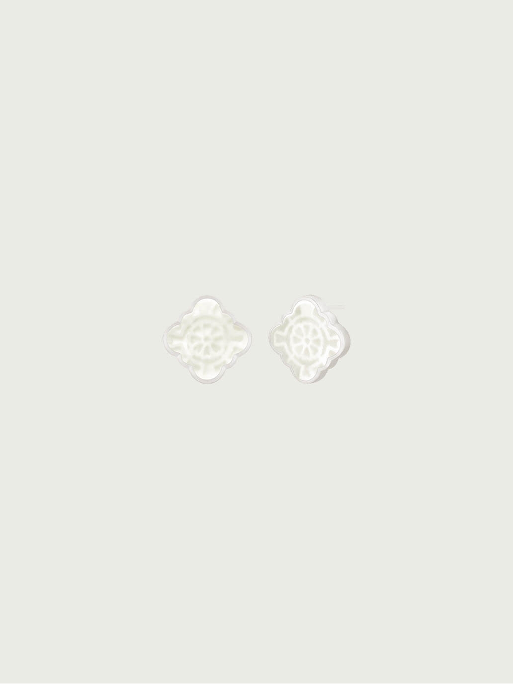 Silver White Jade Persimmon Calyx Stud Earrings-Small